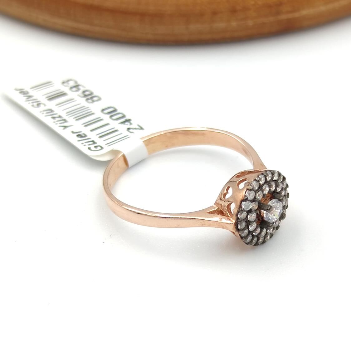 ELMAS MONTÜR TEK TAŞ GÜMÜŞ YÜZÜK ROSE BAKIR - 14