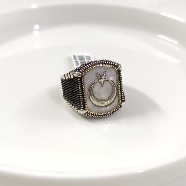 SEDEF DETAY AY YILDIZ GÜMÜŞ ERKEK YÜZÜK