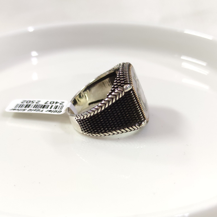 SEDEF DETAY AY YILDIZ GÜMÜŞ ERKEK YÜZÜK