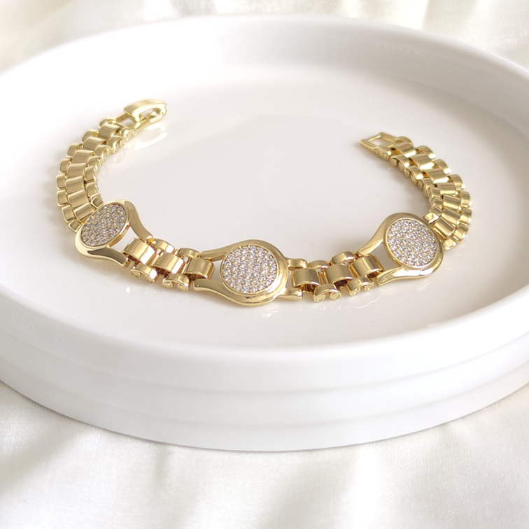 XUPING TAŞLI YUVARLAK GOLD BİLEKLİK 19 CM