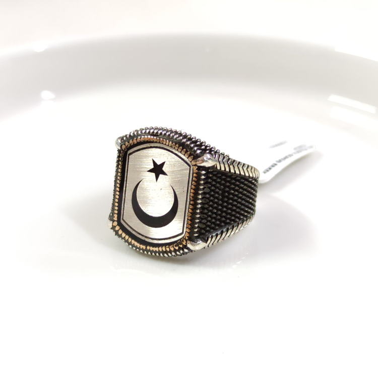 AY YILDIZ GÜMÜŞ ERKEK YÜZÜK