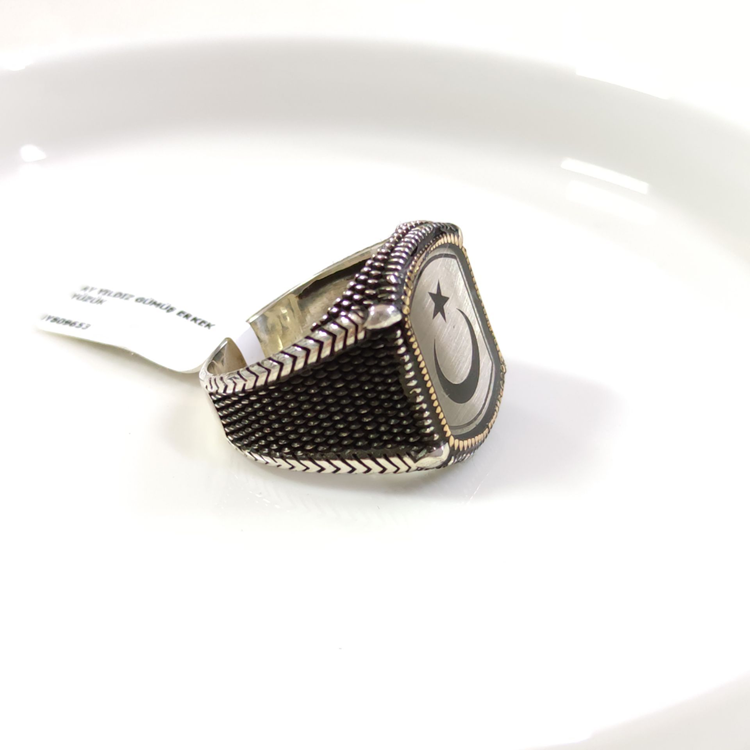 AY YILDIZ GÜMÜŞ ERKEK YÜZÜK