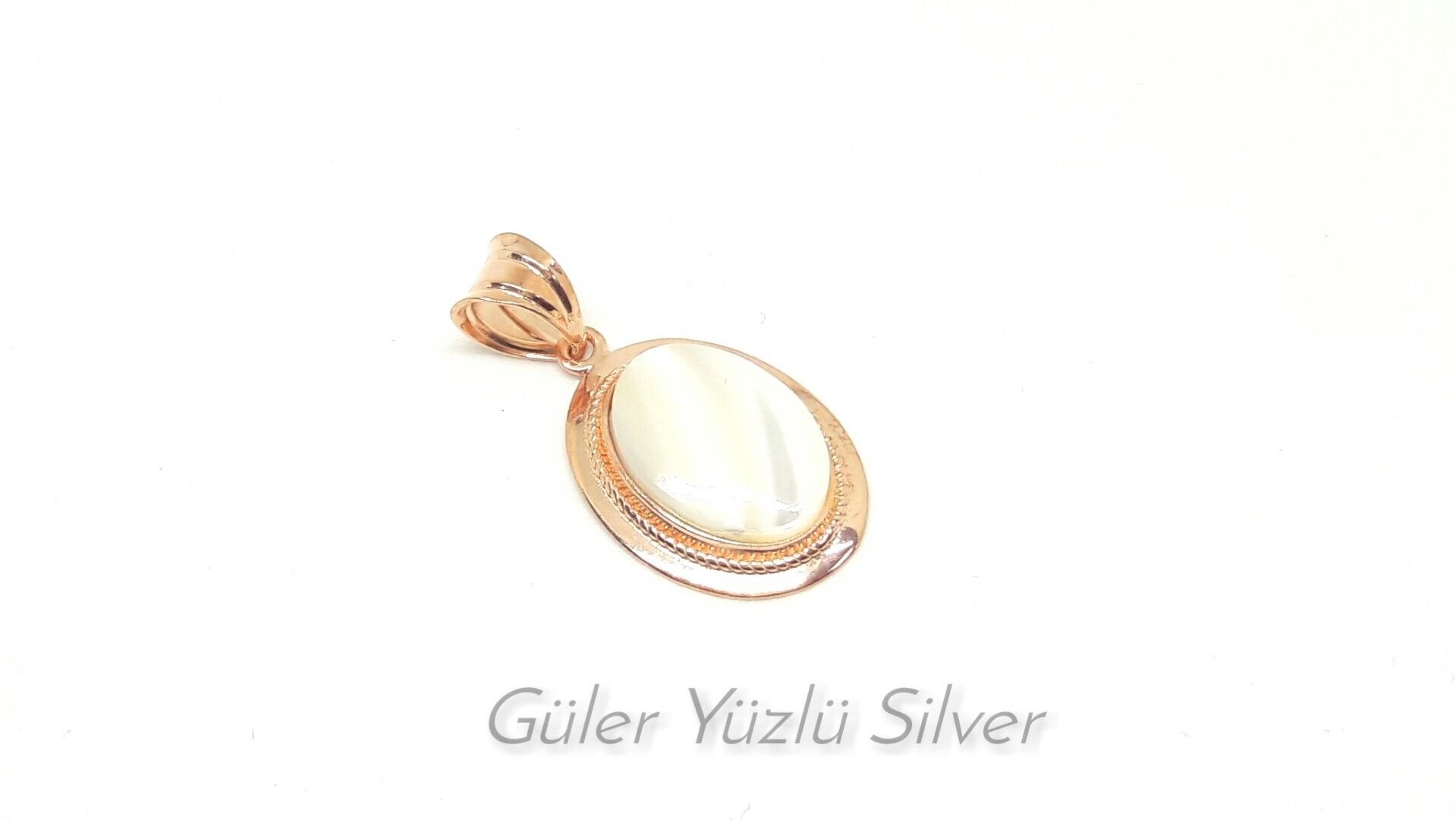 OVAL SEDEF TAŞLI GÜMÜŞ KOLYE UCU