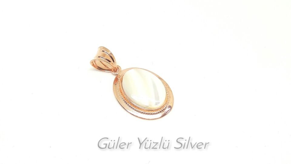 OVAL SEDEF TAŞLI GÜMÜŞ KOLYE UCU