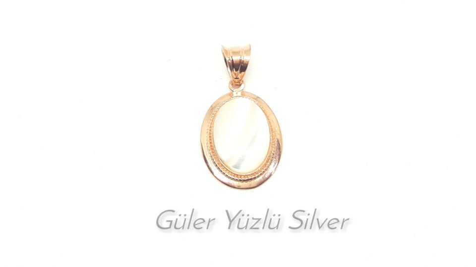 OVAL SEDEF TAŞLI GÜMÜŞ KOLYE UCU