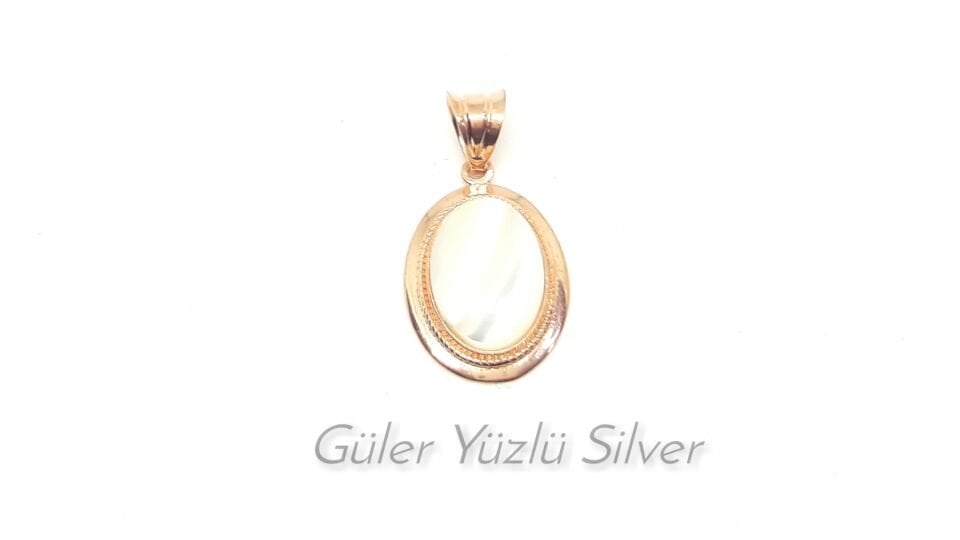 OVAL SEDEF TAŞLI GÜMÜŞ KOLYE UCU