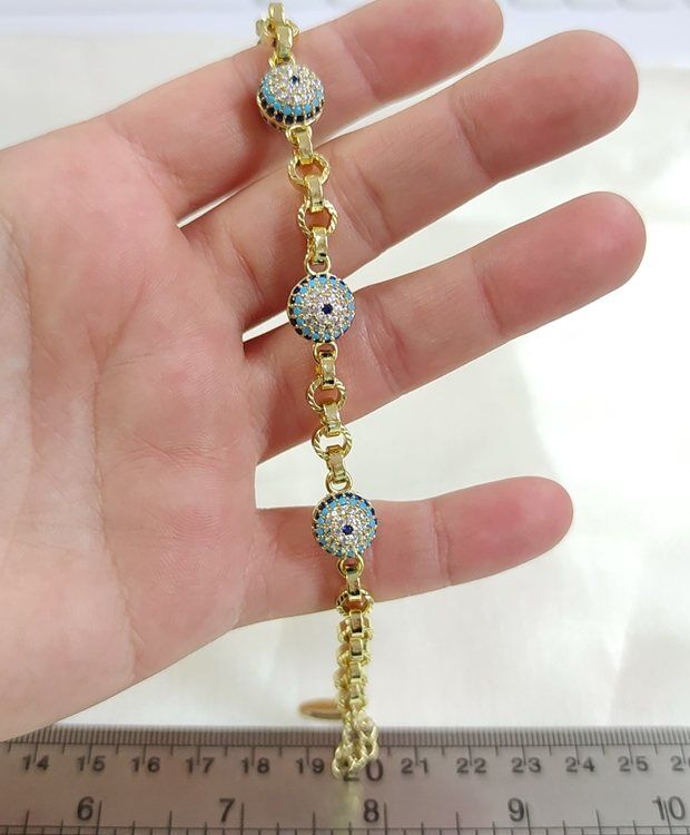 XUPING ÜÇLÜ SOSYETE GÖZÜ NAZAR BONCUKLU BİLEKLİK 17+3 CM