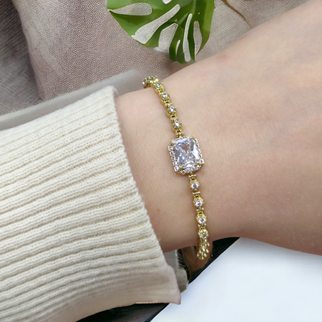 XUPING BAGET TAŞ DETAYLI SU YOLU BİLEKLİK GOLD ALTIN SARI - STD