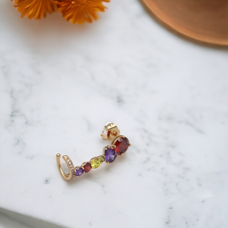 XUPING RENKLİ TAŞLI TEKLİ KIKIRDAK KÜPE ROSE - SAG