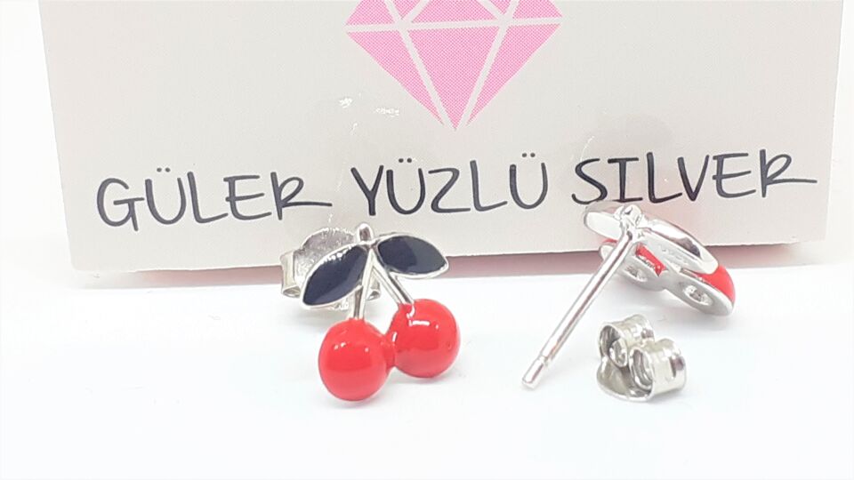 İTHAL KİRAZ GÜMÜŞ VİDALI KÜPE