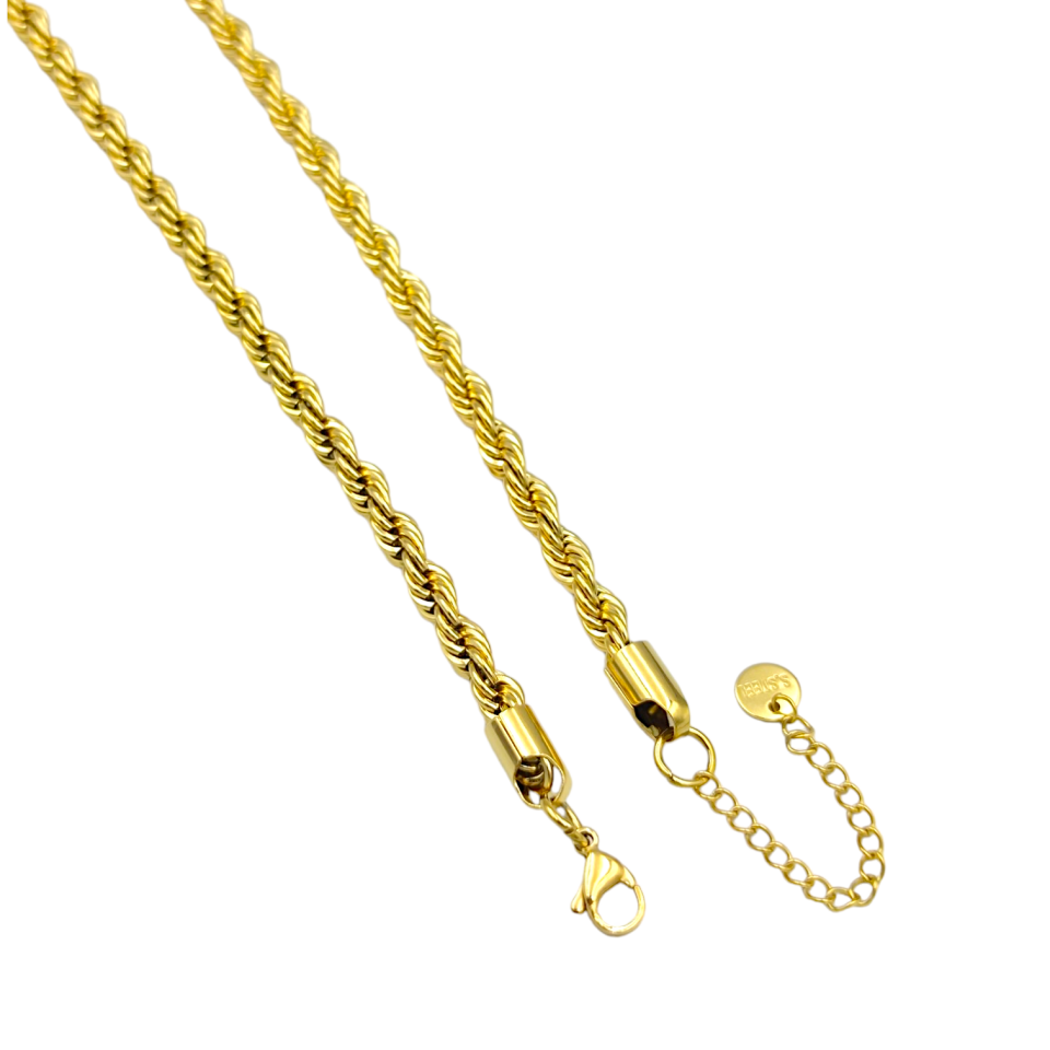 ÇELİK KALIN BURGU HALAT ZİNCİR KOLYE ALTIN SARI - STD