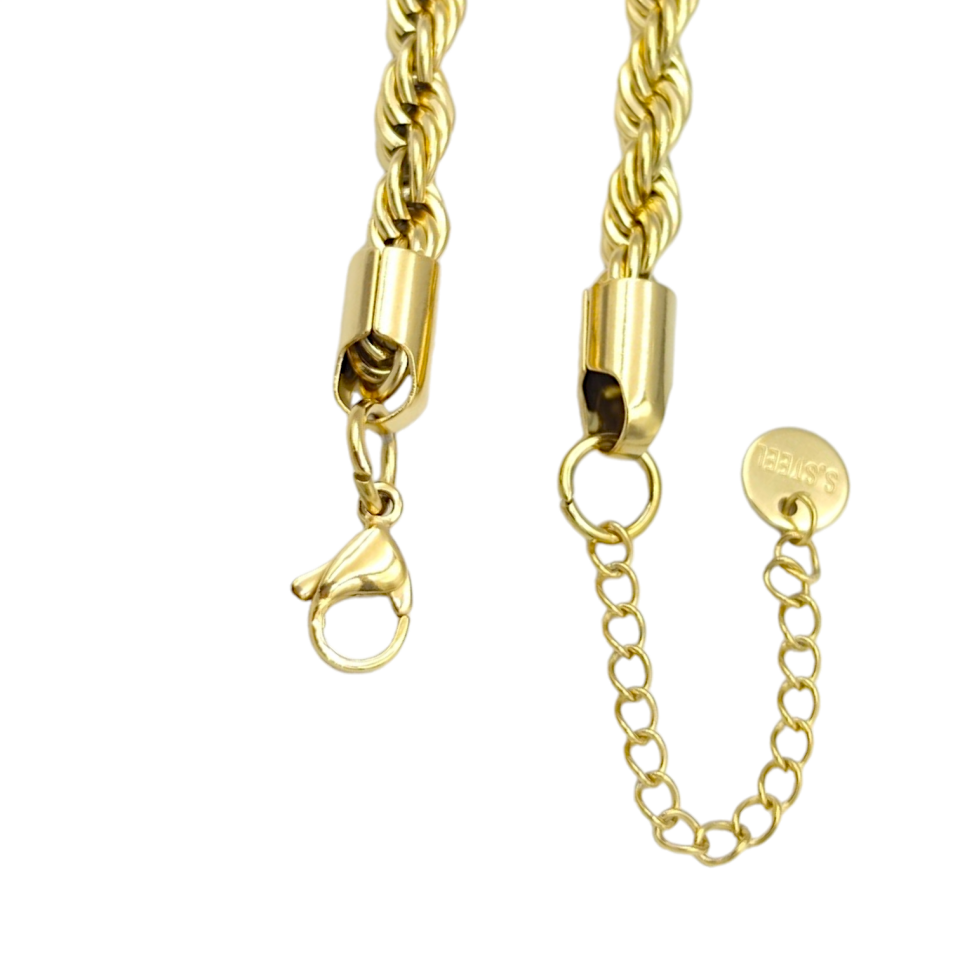 ÇELİK KALIN BURGU HALAT ZİNCİR KOLYE ALTIN SARI - STD