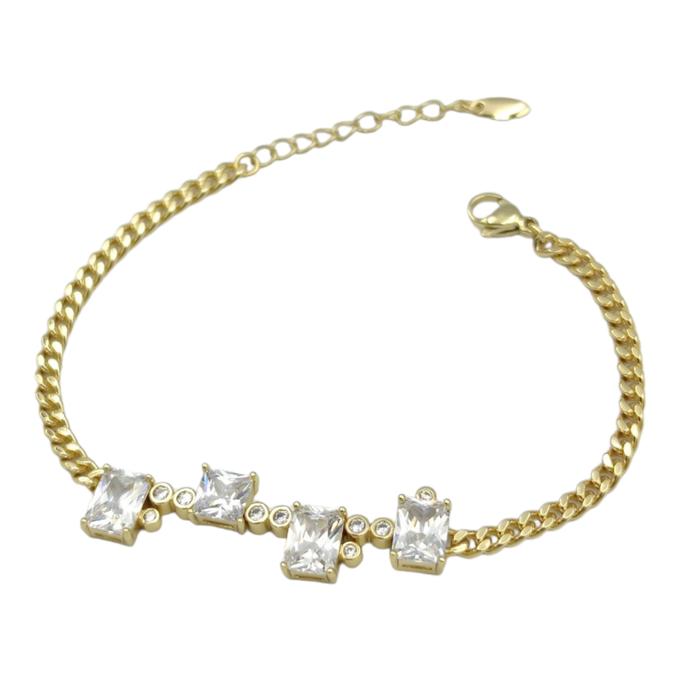 XUPING KARE BAGET TAŞLI BİLEKLİK GOLD