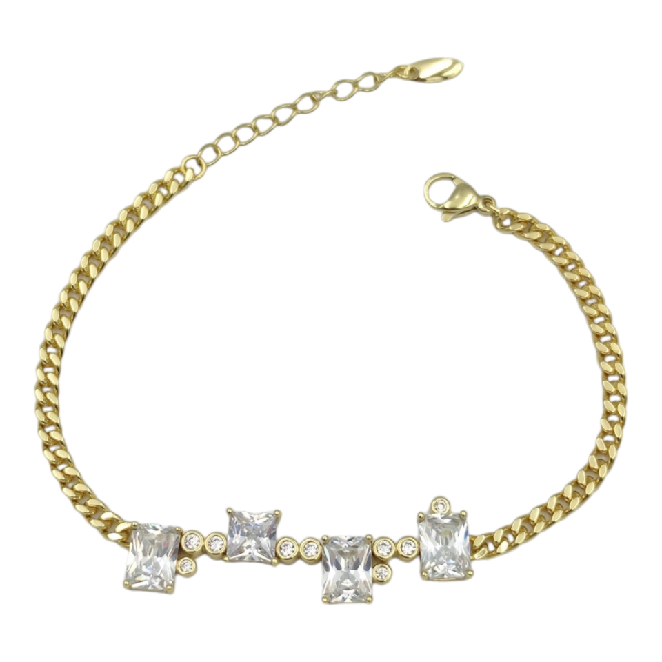 XUPING KARE BAGET TAŞLI BİLEKLİK GOLD
