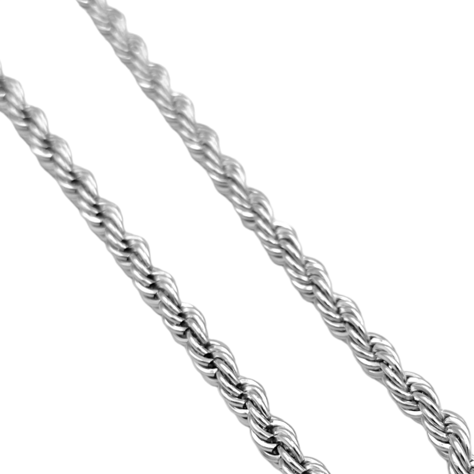 ÇELİK KALIN BURGU HALAT ZİNCİR KOLYE BEYAZ - STD