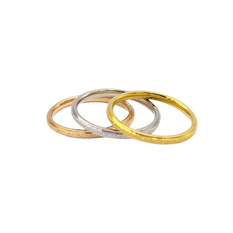 ÇELİK İNCE SİMLİ ÜÇLÜ ÜÇ RENK ALYANS YÜZÜK KARIŞIK - 16