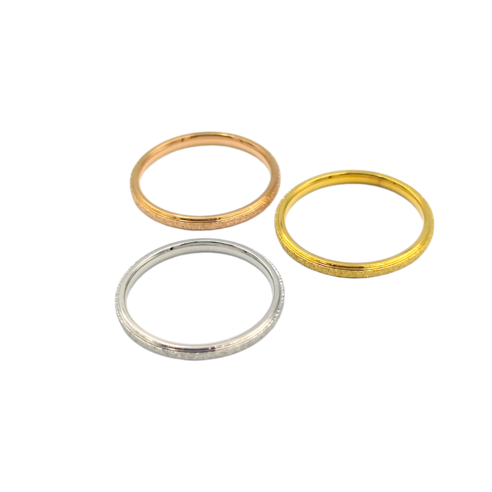 ÇELİK İNCE SİMLİ ÜÇLÜ ÜÇ RENK ALYANS YÜZÜK KARIŞIK - 16