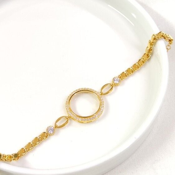 ÇEYREK ALTIN KONULABİLEN ARPA ZİNCİRLİ TAŞLI GÜMÜŞ BİLEKLİK