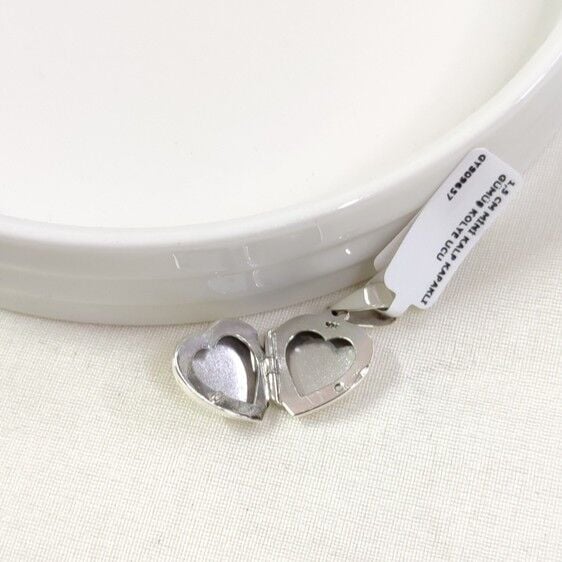 1,5 CM MİNİ KALP KAPAKLI GÜMÜŞ KOLYE UCU