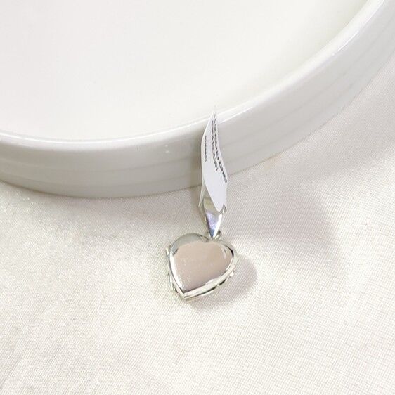 1,5 CM MİNİ KALP KAPAKLI GÜMÜŞ KOLYE UCU