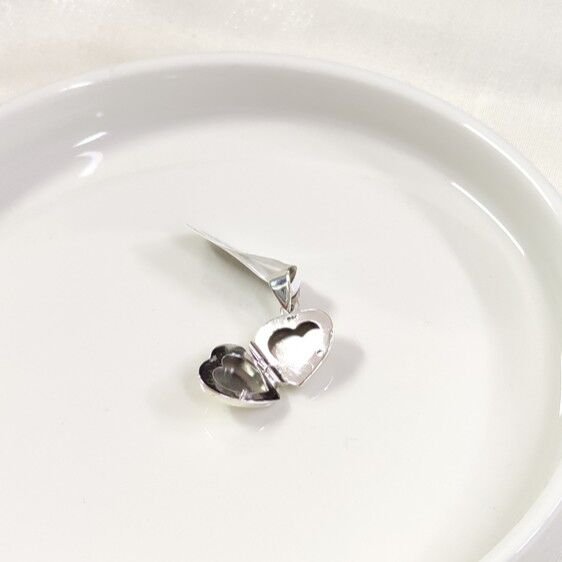 1,5 CM MİNİ KALP KAPAKLI GÜMÜŞ KOLYE UCU