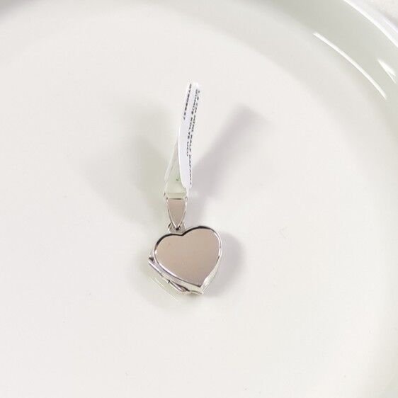 1,5 CM MİNİ KALP KAPAKLI GÜMÜŞ KOLYE UCU