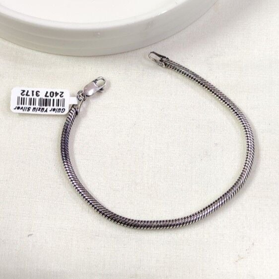 3,10 MM BORU YILAN ZİNCİR GÜMÜŞ ERKEK BİLEKLİK 19 CM