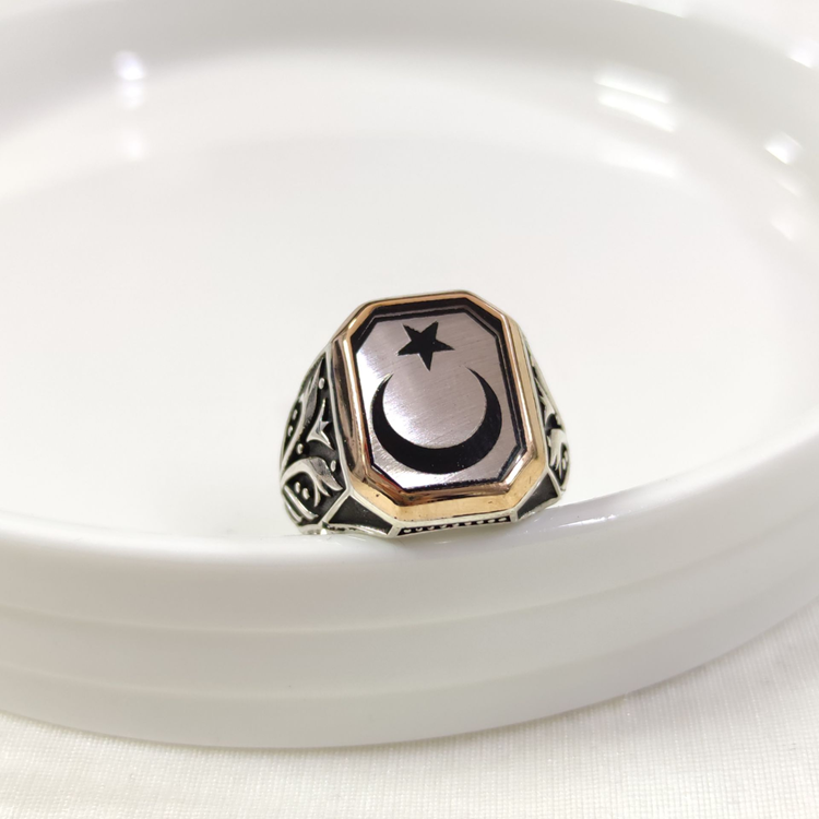 AY YILDIZ GÜMÜŞ ERKEK YÜZÜK