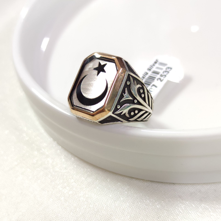 AY YILDIZ GÜMÜŞ ERKEK YÜZÜK