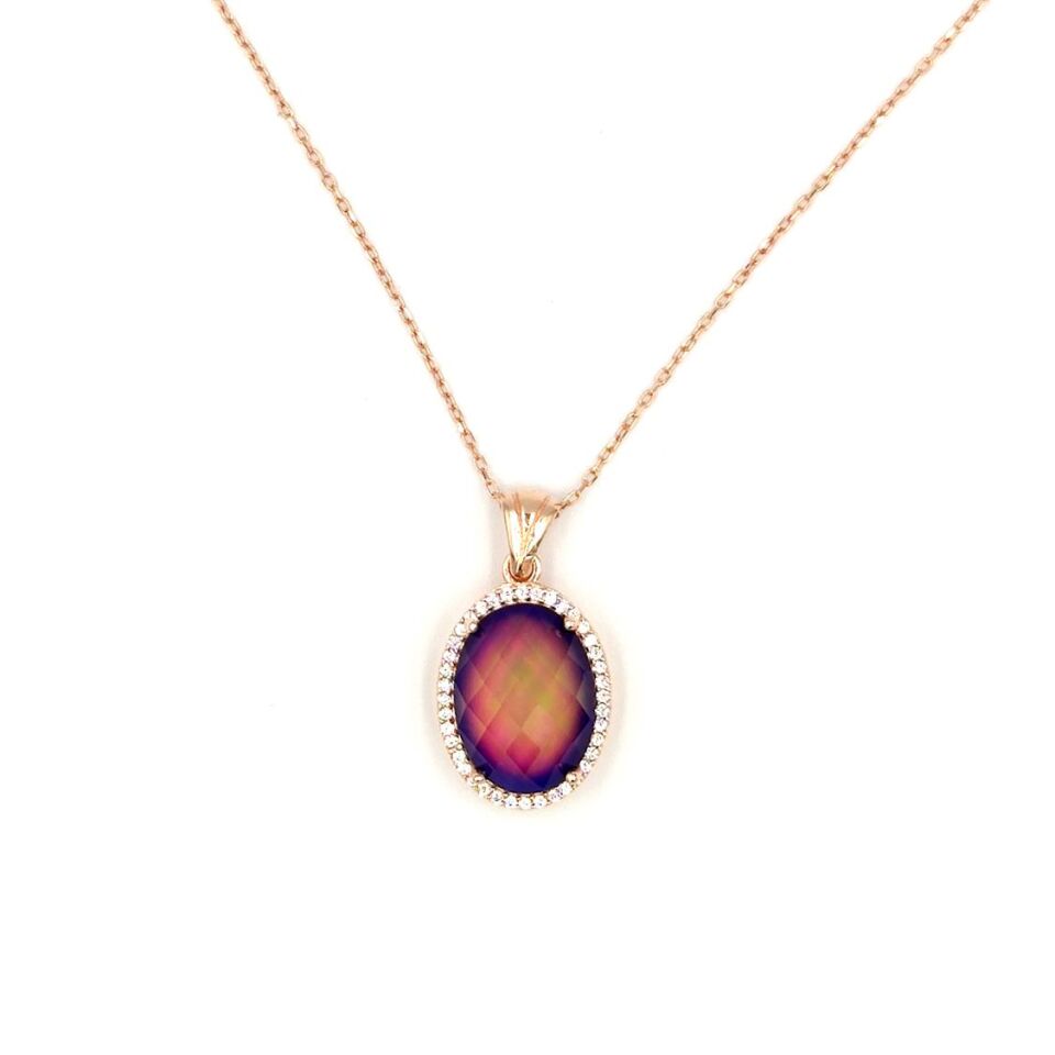 OVAL TAŞLI HİS TAŞI GÜMÜŞ KOLYE