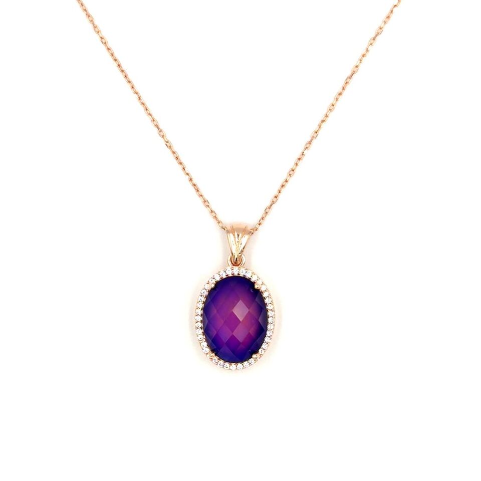 OVAL TAŞLI HİS TAŞI GÜMÜŞ KOLYE