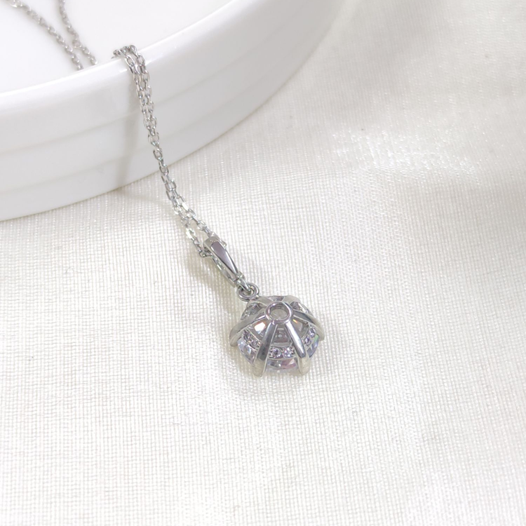 12 MM ZİRKON TEK TAŞLI GÜMÜŞ KOLYE 40+5 CM