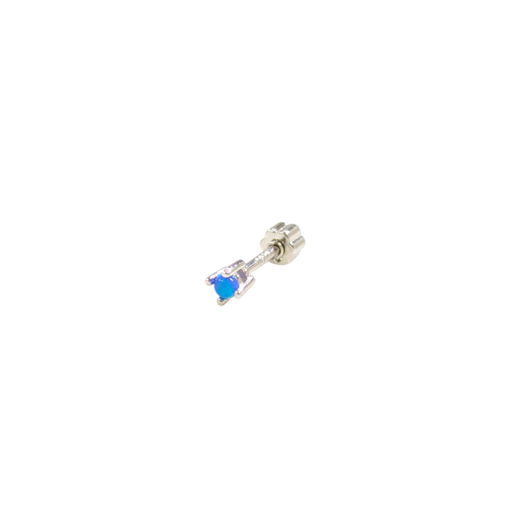 MİNİ MAVİ OPAL 2 MM TAŞ GÜMÜŞ TRAGUS PIERCING