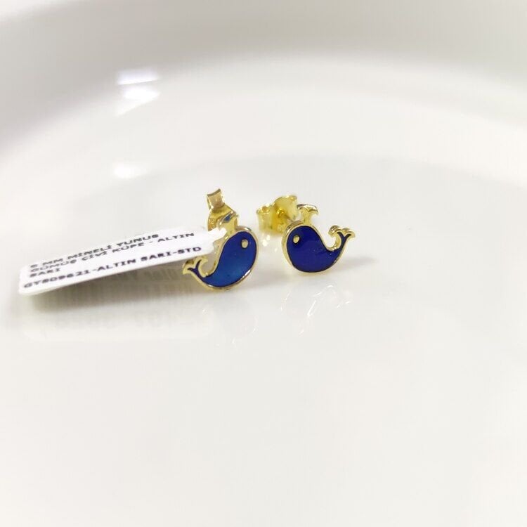 8 MM MİNELİ YUNUS GÜMÜŞ ÇİVİ KÜPE