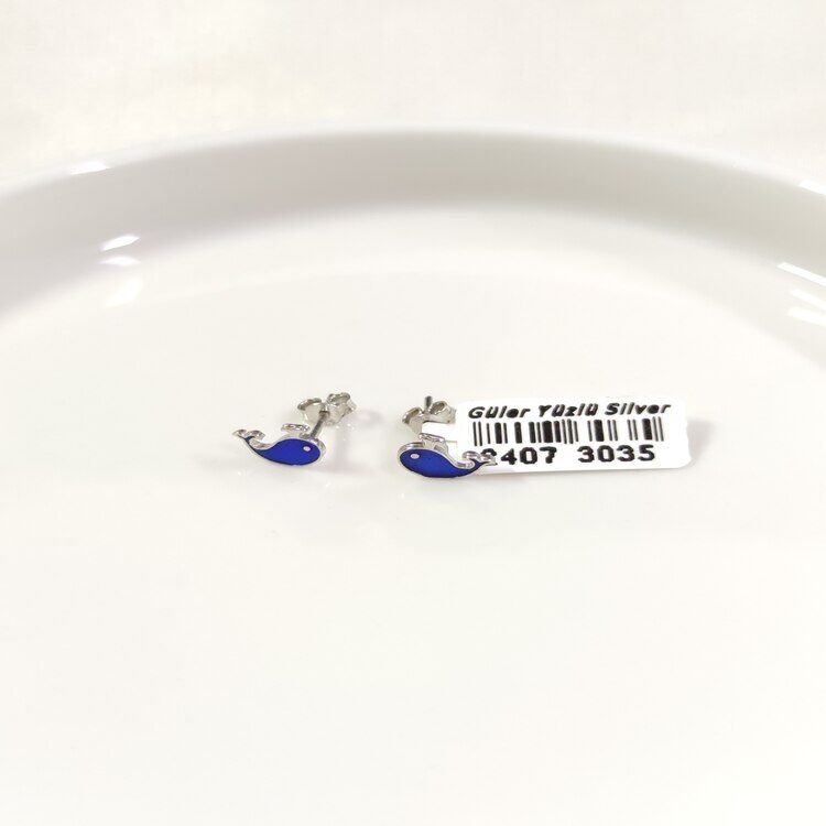 8 MM MİNELİ YUNUS GÜMÜŞ ÇİVİ KÜPE