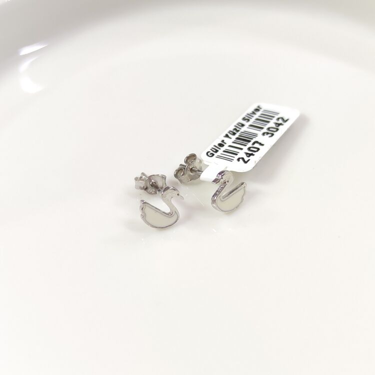 8 MM MİNELİ KUĞU GÜMÜŞ ÇİVİ KÜPE