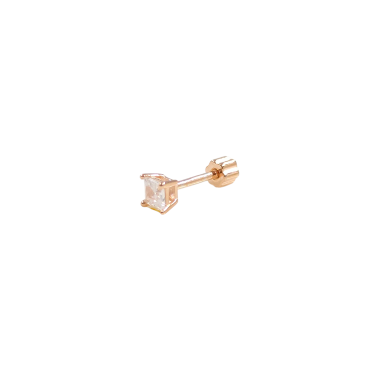 3 MM KARE TEK TAŞ GÜMÜŞ TRAGUS PIERCING