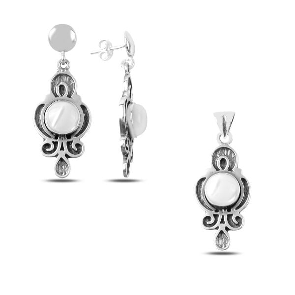 SEDEF TAŞLI EL İŞİ GÜMÜŞ SET