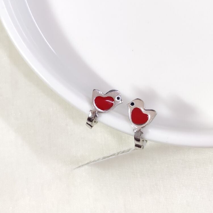 KALP MİNELİ CİVCİV GÜMÜŞ ÇOCUK KÜPE