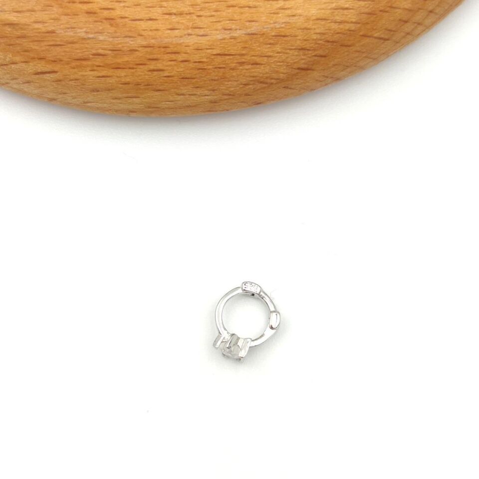 YILDIZ HALKA GÜMÜŞ TRAGUS PIERCING RODYUM BEYAZ - STD