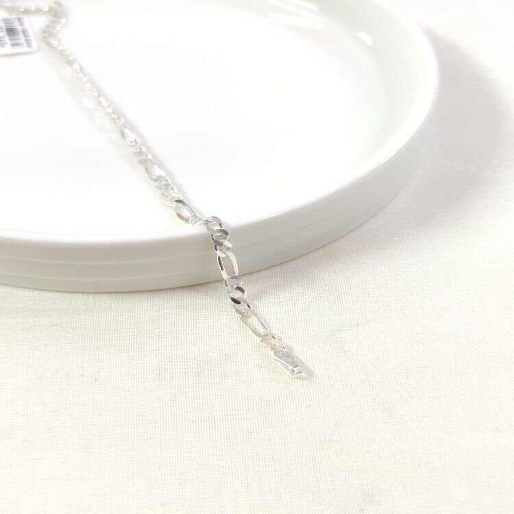 3,5 MM FİGARO GÜMÜŞ ZİNCİR BİLEKLİK 21 CM