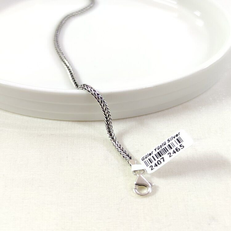 2,50 MM GÜMÜŞ TİLKİ KUYRUĞU ZİNCİR BİLEKLİK 20 CM