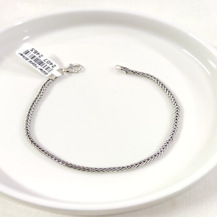 2,50 MM GÜMÜŞ TİLKİ KUYRUĞU ZİNCİR BİLEKLİK 20 CM