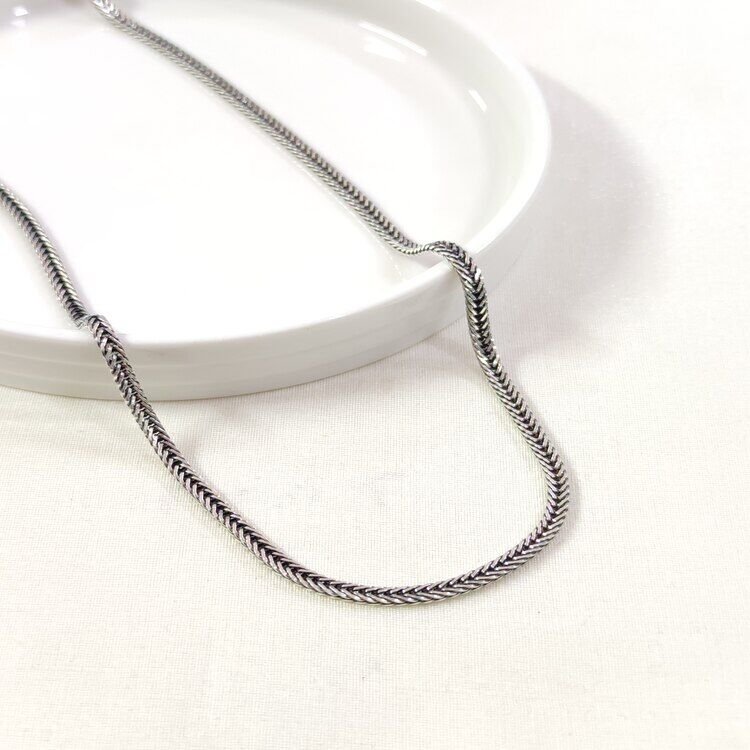 3,30 MM GÜMÜŞ TİLKİ KUYRUĞU YASSI ZİNCİR KOLYE 65 CM