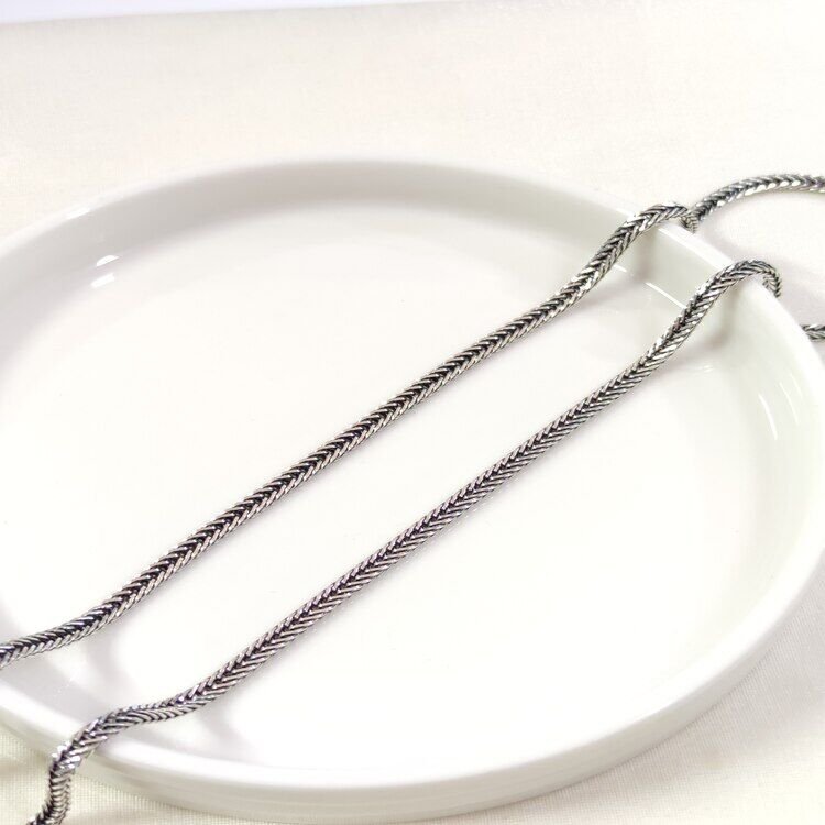 3,30 MM GÜMÜŞ TİLKİ KUYRUĞU YASSI ZİNCİR KOLYE 65 CM