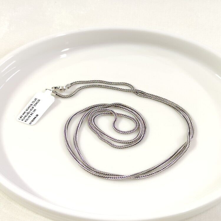 1,60 MM GÜMÜŞ TİLKİ KUYRUĞU KÜP ZİNCİR KOLYE 65 CM