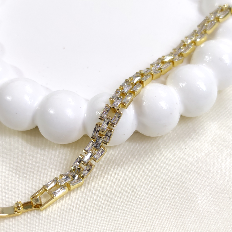 XUPING 5 MM BAGET TAŞLI KORDON BİLEKLİK GOLD 17+2 CM
