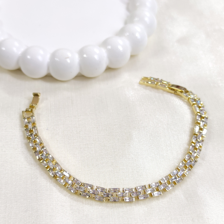 XUPING 5 MM BAGET TAŞLI KORDON BİLEKLİK GOLD 17+2 CM