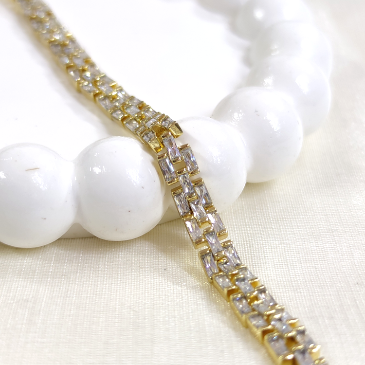 XUPING 5 MM BAGET TAŞLI KORDON BİLEKLİK GOLD 17+2 CM