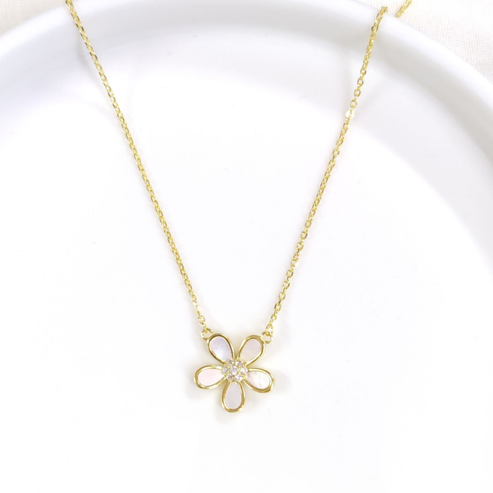 İTHAL SEDEF 15 MM PAPATYA GÜMÜŞ KOLYE